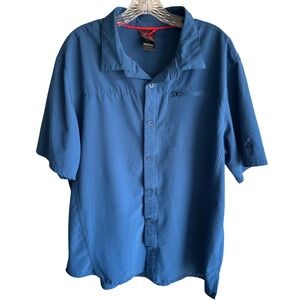 Gerry Men's XL Blue Short Sleeve Button Up Shirt Outdoor Zip Pocket